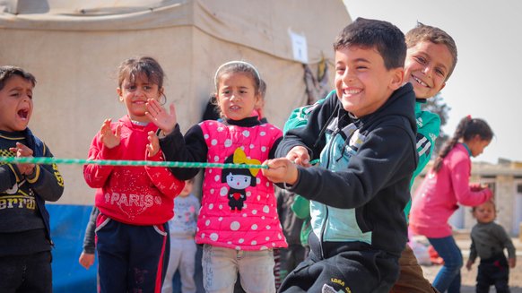 Children during one of War Child psychosocial support activities in Syria