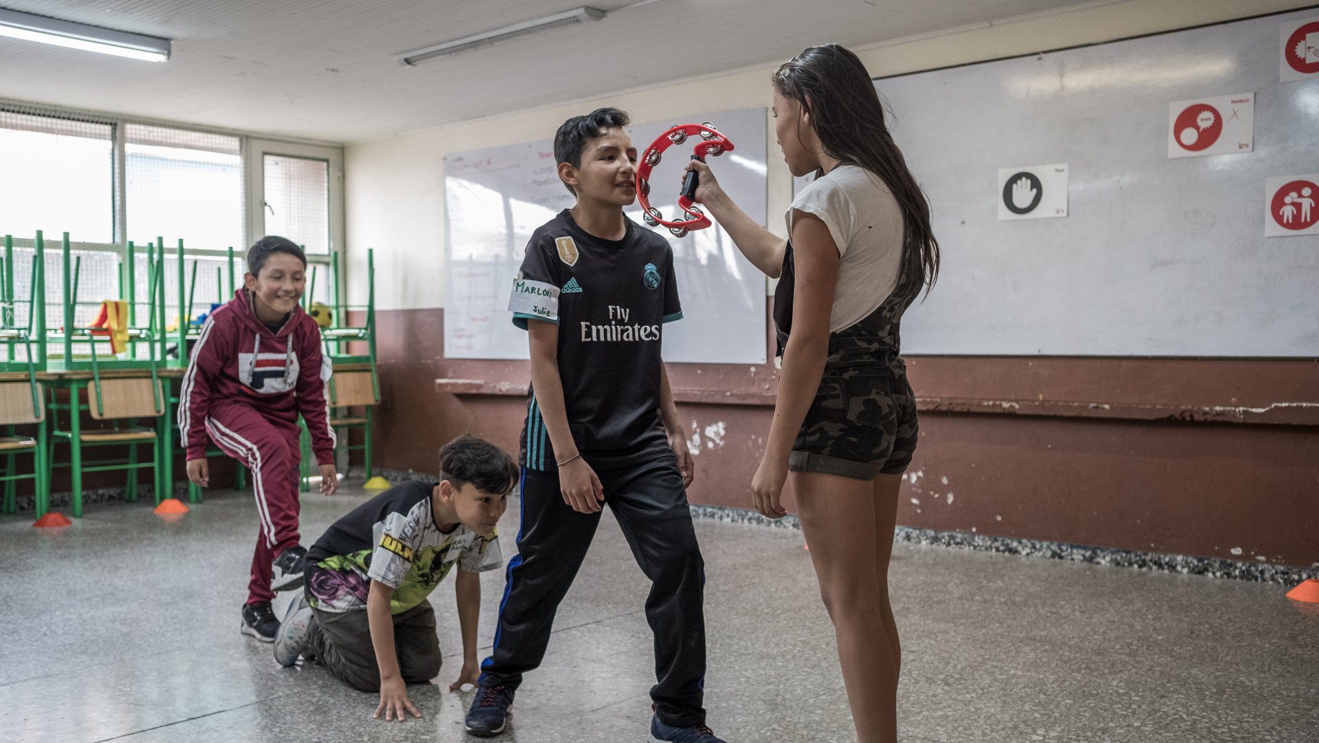 Venezuelan children during War Child's TeamUp session