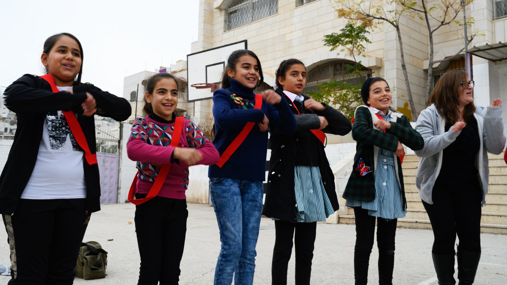 Girls participate in TeamUp War Child activities in Hebron Gaza OPT